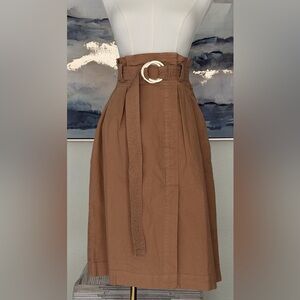 NWT Banana Republic Tan Belted Paper Bag Midi Skirt Size-6Tall